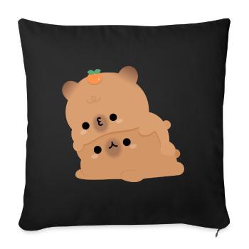 Capybara-Paar - Sofakissenbezug 45 x 45 cm - Schwarz - Vorne