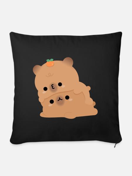 Capybara-Paar - Sofakissenbezug 45 x 45 cm - Schwarz