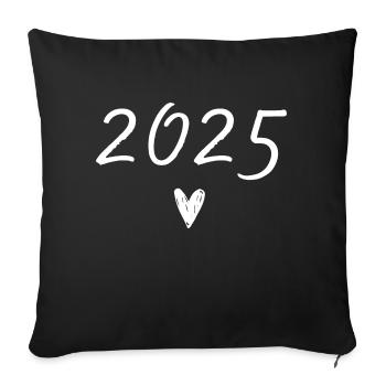 2025 coeur anniversaire - Housse de coussin décorative 45 x 45 cm - noir - Devant