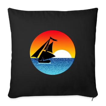 Boat and sunset - Sofa pillowcase 17,3'' x 17,3'' (45 x 45 cm) - black - Front