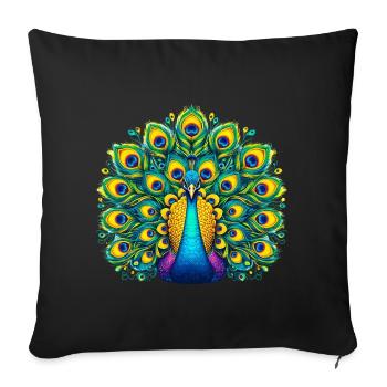 Paon - Housse de coussin décorative 45 x 45 cm - noir - Devant