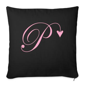 Monogram P Heart Vine - Sofa pillowcase 17,3'' x 17,3'' (45 x 45 cm) - black - Front