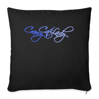 Chat fou Dame Texte Folle Femme Chats Amour - Housse de coussin décorative 45 x 45 cm - noir - Devant