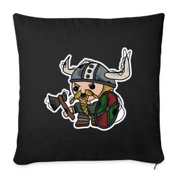 Wikinger | Krieger | Zwerg - Sofakissenbezug 45 x 45 cm - Schwarz - Vorne
