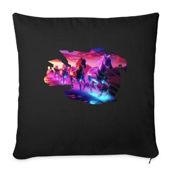 Troupeau électrique - Synthwave Horses - Housse de coussin décorative 45 x 45 cm - noir - Devant