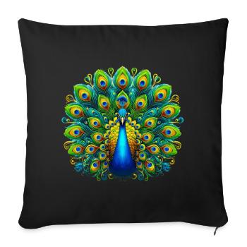 Paon - Housse de coussin décorative 45 x 45 cm - noir - Devant