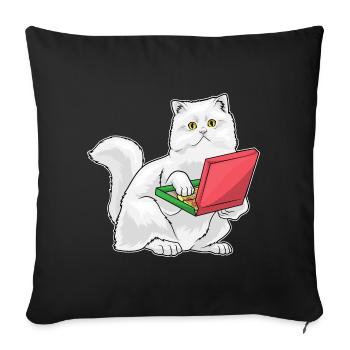 Persian Cat Pizza - Sofa pillowcase 17,3'' x 17,3'' (45 x 45 cm) - black - Front