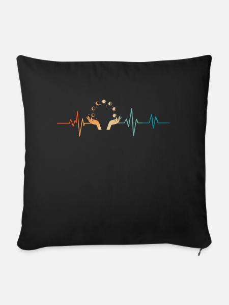 Retro-Herzschlag-Mondphasen - Sofakissenbezug 45 x 45 cm - Schwarz