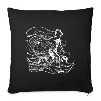 Dessin de garçon de football - Housse de coussin décorative 45 x 45 cm - noir - Devant