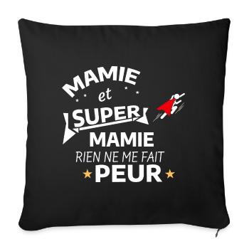 Maman Super Héroïne Affichette - Housse de coussin décorative 45 x 45 cm - noir - Devant