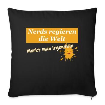 Nerds regieren Mit Klecks und weißer Schrift - Sofakissenbezug 45 x 45 cm - Schwarz - Vorne