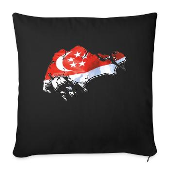Singapore flag in the Singapore map - Sofa pillowcase 17,3'' x 17,3'' (45 x 45 cm) - black - Front