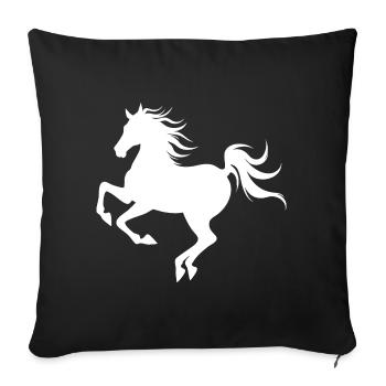 Silhouette de cheval gracieuse en mouvement - Housse de coussin décorative 45 x 45 cm - noir - Devant