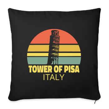 Tour penchée de Pise Rétro Coucher de soleil Silhouette - Housse de coussin décorative 45 x 45 cm - noir - Devant