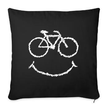Fahrrad Lächeln gekritzelt Geschenkidee zum Radeln - Sofakissenbezug 45 x 45 cm - Schwarz - Vorne