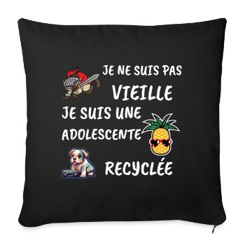 Je ne suis pas vieille je suis une adolescente... - Housse de coussin décorative 45 x 45 cm - noir - Devant