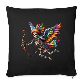 Cupid's arrow brings hearts together - Sofa pillowcase 17,3'' x 17,3'' (45 x 45 cm) - black - Front