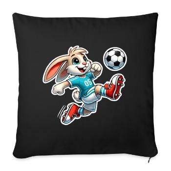 Rabbit playing football - Sofa pillowcase 17,3'' x 17,3'' (45 x 45 cm) - black - Front