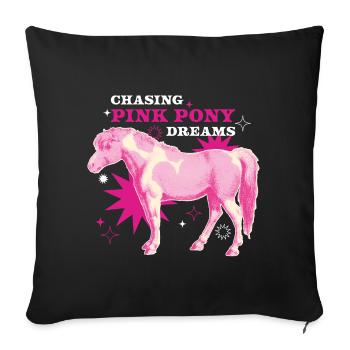 Pink Pony Dreams – Manège magique - Housse de coussin décorative 45 x 45 cm - noir - Devant