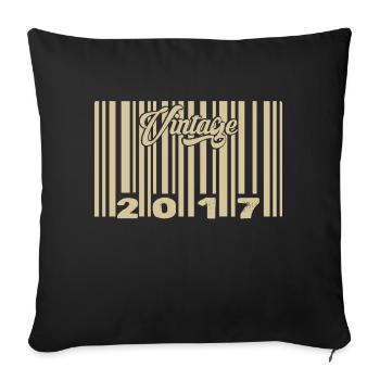 vintage 2017 Code barre 2017: Année 2025. - Housse de coussin décorative 45 x 45 cm - noir - Devant