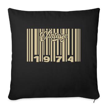 Vintage 1974 Barcode 1974: Year 2025. - Sofa pillowcase 17,3'' x 17,3'' (45 x 45 cm) - black - Front