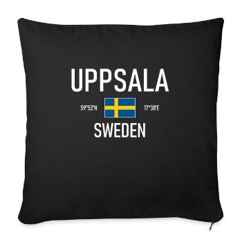 Uppsala - Sweden - Sverige - Flag Coordinates - Sofa pillowcase 17,3'' x 17,3'' (45 x 45 cm) - black - Front
