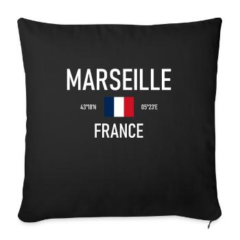 Marseille - France - France Flag Coordinates - Sofa pillowcase 17,3'' x 17,3'' (45 x 45 cm) - black - Front