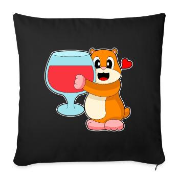 Hamster Red Wine - Sofa pillowcase 17,3'' x 17,3'' (45 x 45 cm) - black - Front