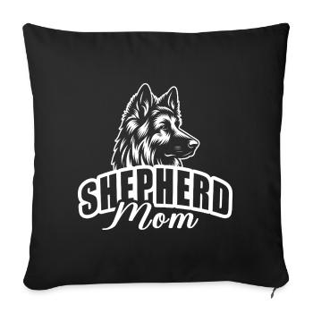"Shepherd Mom" with dog head - Sofa pillowcase 17,3'' x 17,3'' (45 x 45 cm) - black - Front
