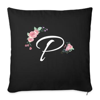 Letter p flowers - Sofa pillowcase 17,3'' x 17,3'' (45 x 45 cm) - black - Front