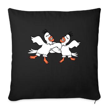 2 canards danse cercle danse polka fête célébrer le plaisir - Housse de coussin décorative 45 x 45 cm - noir - Devant