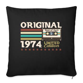 51ème Anniversaire Original Avril Millésime 1974 - Housse de coussin décorative 45 x 45 cm - noir - Devant