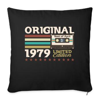 46ème Anniversaire Original Avril Millésime 1979 - Housse de coussin décorative 45 x 45 cm - noir - Devant