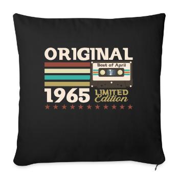 60th Birthday Cassette April Vintage 1965 - Sofa pillowcase 17,3'' x 17,3'' (45 x 45 cm) - black - Front