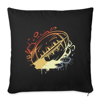 Ballon de rugby look vintage - Housse de coussin décorative 45 x 45 cm - noir - Devant