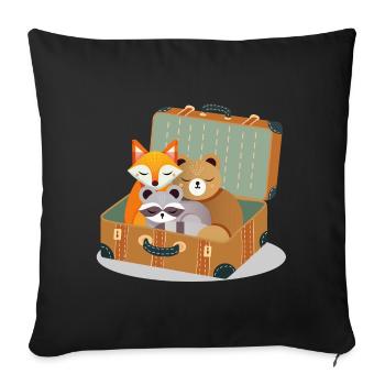 Amoureux des animaux dans une valise - aventure pour le cœur des enfants - Housse de coussin décorative 45 x 45 cm - noir - Devant