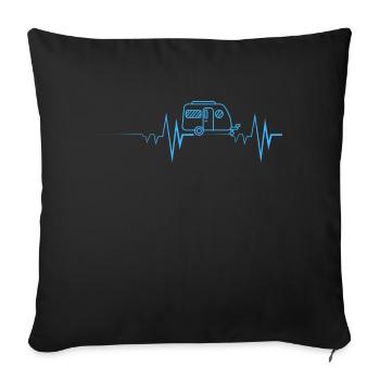 Heartbeat Camping Caravane - Housse de coussin décorative 45 x 45 cm - noir - Devant