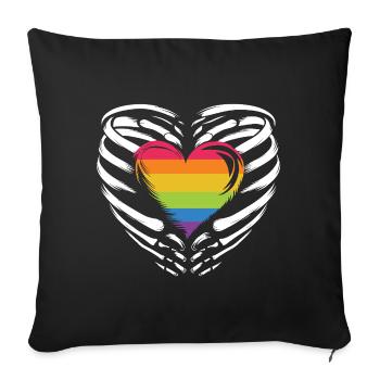 LGBTQ Pride Monat - Regenbogenherz - Sofakissenbezug 45 x 45 cm - Schwarz - Vorne