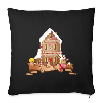 Festive gingerbread house with Christmas cookies - Sofa pillowcase 17,3'' x 17,3'' (45 x 45 cm) - black - Front