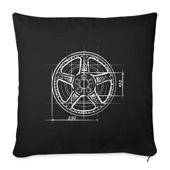 Alloy rim wheel - tuners and sports car fans - Sofa pillowcase 17,3'' x 17,3'' (45 x 45 cm) - black - Front