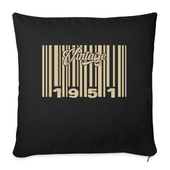 Vintage 1951 Barcode 1951: Year 2025. - Sofa pillowcase 17,3'' x 17,3'' (45 x 45 cm) - black - Front