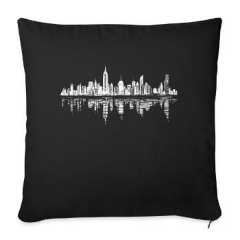 Silhouette de la ligne d’horizon de New York - Housse de coussin décorative 45 x 45 cm - noir - Devant