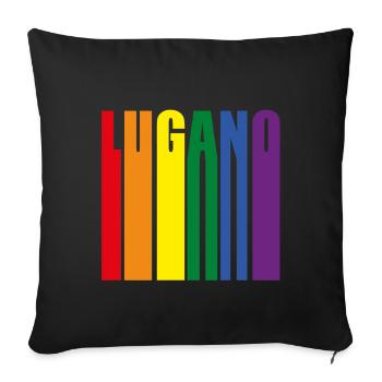 Lugano Switzerland Rainbow Pride Gift - Sofa pillowcase 17,3'' x 17,3'' (45 x 45 cm) - black - Front