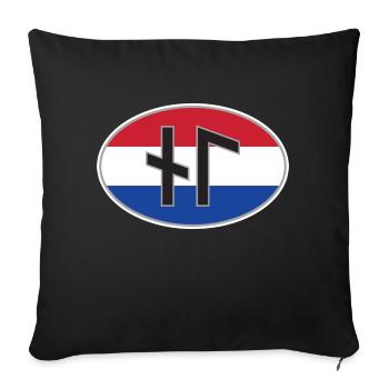 NL (Nederland) autocollant de code de pays runique - Housse de coussin décorative 45 x 45 cm - noir - Devant