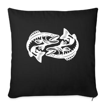 Hecht Fische - Sofakissenbezug 45 x 45 cm - Schwarz - Vorne