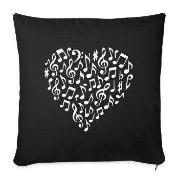 Conception de cœur de musique pour les mélomanes - Housse de coussin décorative 45 x 45 cm - noir - Devant