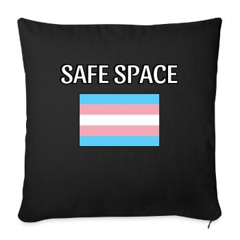 TRANS safe space - transgender pride - Sofa pillowcase 17,3'' x 17,3'' (45 x 45 cm) - black - Front