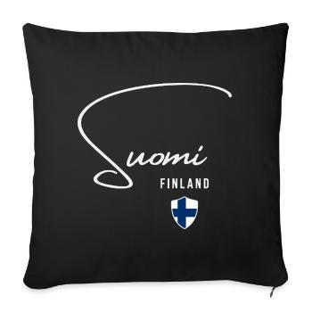 J’adore la Finlande, un design minimaliste et élégant - Housse de coussin décorative 45 x 45 cm - noir - Devant
