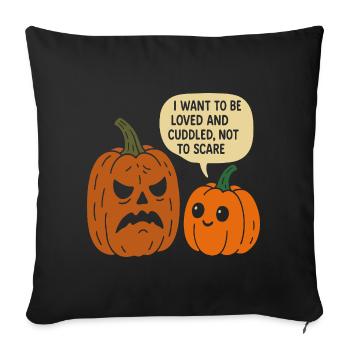 Duo de citrouilles d’Halloween câlins - Housse de coussin décorative 45 x 45 cm - noir - Devant