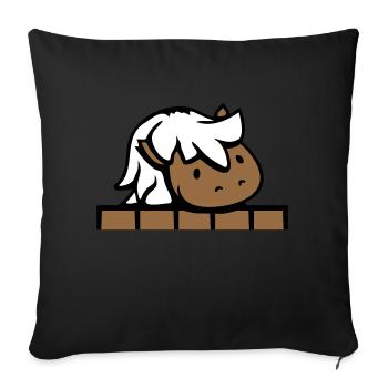 Horse Hidden Behind Fence Wooden Wall Stable Door - Sofa pillowcase 17,3'' x 17,3'' (45 x 45 cm) - black - Front